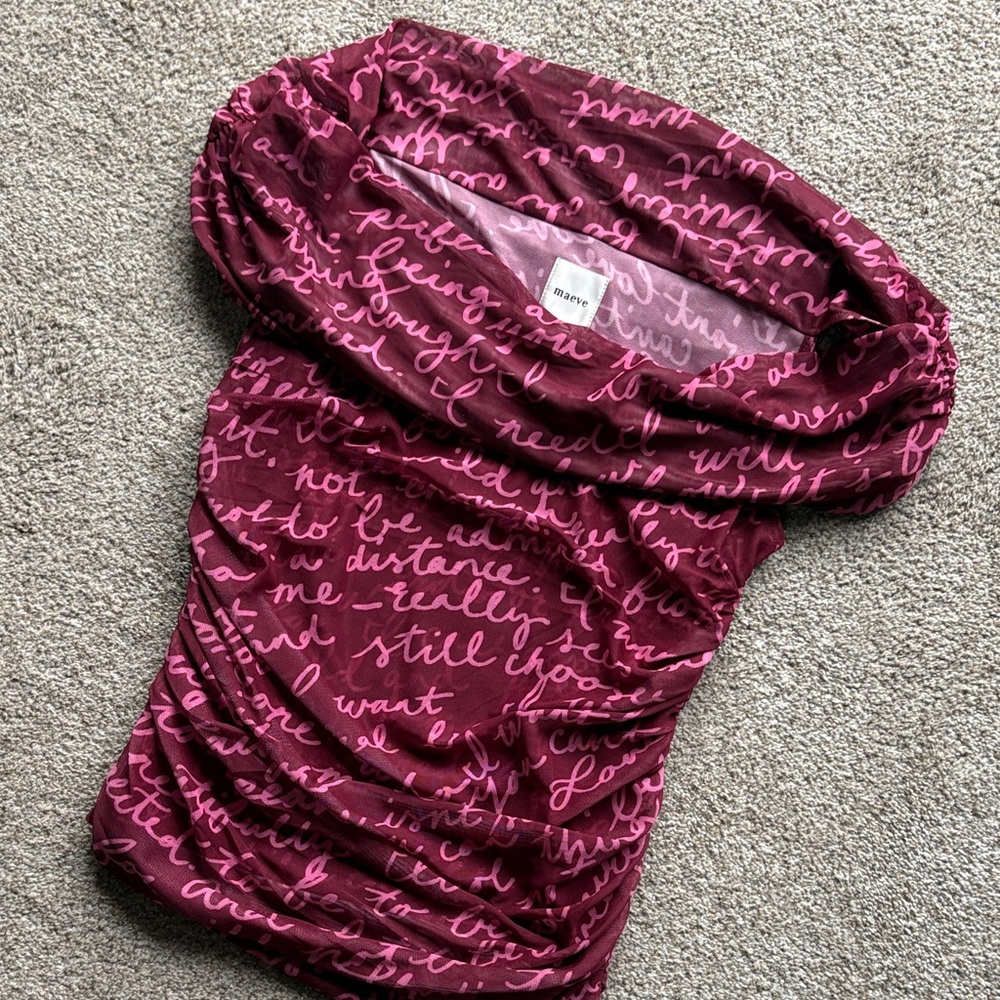 Maeve Burgundy and Pink Patterned Top